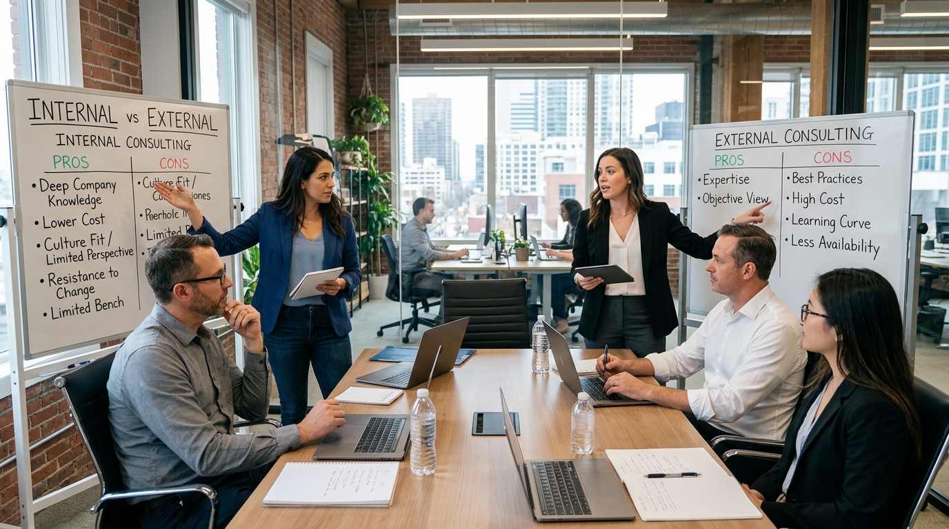 Consulting interne vs externe : avantages et inconvénients comparés